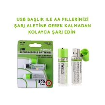 Usb İle Şarj Olabilen 2 Li 1450 Mah Lityum Şarjlı Kalem Pil
