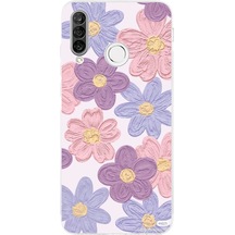 Huawei P30 Lite Uyumlu Renkli Papatyalar Sulu Boya Baskılı Silikon Kılıf Renkli