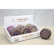 Büro Ev Ofis Personel Hediyesi İçin Taşlı Kalın Yuvarlak Stil El Aynası Çok Renkli