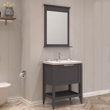 Orka Bastle 65 Cm Mdf Mat Antrasit Banyo Dolabı Takımı Antrasit