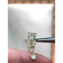316 L Cerrahi Çelik Parlak Zirkon Taşlı Fiyonk Modeli Göbek Piercingi Altın