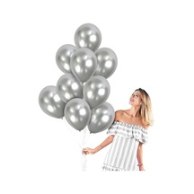 Vıp 100pcs Shıny Metallıc Silver Balloon Vıp Kalite Parlak Metalik Gümüş Balon Helyum Gazı Uyumludur