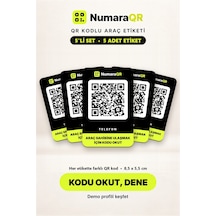5 Li Qr Kodlu Numaratör Seti Araç Ve Motosiklet Qr Etiket Park Numaratörü 8,5x5,5 Cm Siyah Numaraqr