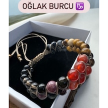 Sertifikalı Oğlak Burcu Çift Sıra Makrome Doğal Taş Bileklik Çok Renkli