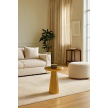 Masif Ahşap Mantar Sehpa Şık Tekli Yan Sehpa - Altın Renk - Coffee Table Altın