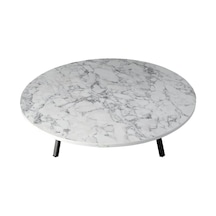 Katlanabilir Metal Ayaklı Ahşap Yer Sofrası Tepsi Sini Beyaz Mermer Desen 90 Cm Diğer