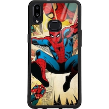 Samsung Uyumlu A10s Spider-man Örümcek Adam Tasarımlı Glossy Telefon Kılıfı Siyah
