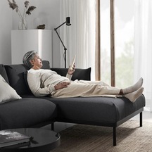 Ikea Siyah Lüks Kanepe - Uzanma Koltuklu 4'lü Kanepe