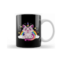 Cute & Funny Unicorn Cat Rainbow Kitty Magical Kupa Bardak Porselen Karışık