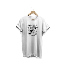 White Rabbit Baskılı Beyaz T-shirt Beyaz