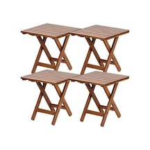 Bahçeme Kaş 50x50 Katlanır Ahşap Bahçe Balkon Sehpası x4
