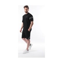 Madmext Siyah Şerit Detaylı Erkek Şort T-shirt Takım E7301