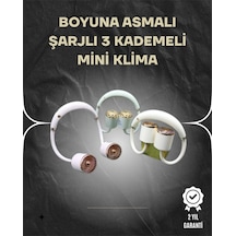 Mey İthalat Asılabilir Mini Boyun Fanı 1000mah Şarjlı, Turbo Güçlü Rüzgar