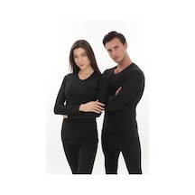 Termal İçlik Şardonlu Unisex , Uzun Kollu Alt Üst Takım Siyah