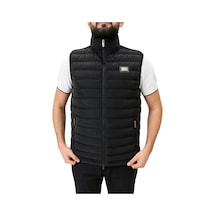 Erkek Siyah Nova Kumaş Şişme Yelek - İç Cepli Siyah