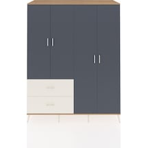 Kronos Gardrop 4 Raflı 2 Çekmeceli 2 Askılı 176x59x221 Çam-antrasit/aytaşı Beyaz