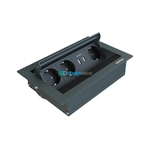 Revo-line Dönmeli Masaüstü Priz Kutusu Usb - Antrasit 10.8100