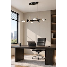 Modern Premıum Siyah Gold Ledli Avize 4 Kollu Sarkıt Salon Odası Yemek Masası Üstü Avizesi 30w