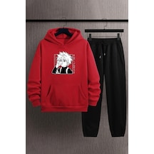 Uyguntarz Unisex Killua Zoldyck Baskılı Eşofman Takımı Kırmızı