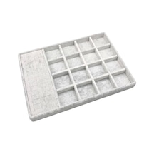 Yerli Üretim Amsterdam Model Süet Kumaş Gri Renk 34/24 Cm Çekmece Ici Takı Standı Çok Renkli