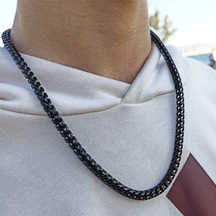 Erkek Çelik Kolye Kare Model Paslanmaz Çelik Kolye Gümüş