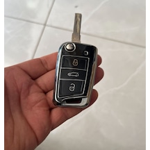Seat Leon Fr İbiza Fr Arona Ateca Uyumlu Anahtar Koruma Kılıfı Gümüş - Siyah