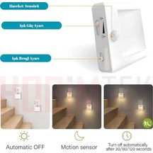 Akıllı Hareket Sensörlü Led Gece Lambası 2700k Fişe Takılan Hareket Sensörlü Güç Ayarlı Led Işık L001 .
