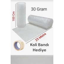 100 Cm X 25 Metre Balonlu Naylon Koli Bandı Hediyeli Eşya Sarma Koruma Naylonu Patpat