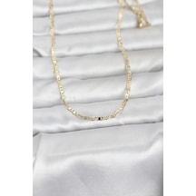 Cm 14k Gold Renk Lazerli Yassı Model Zincirli 60 Cm Kadın Kolye Elk-bjtıeg Çok Renkli