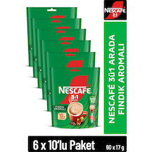 3ü1 Arada Fındık Aromalı Çözünebilir Kahve 17g 10'lu Paket 10x6 Diğer