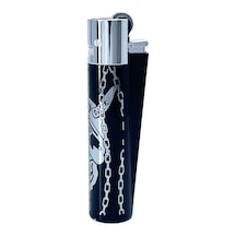 Clipper Deadly Chains Serisi Metal Çakmak - Silver Siyah