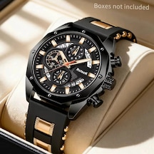 Iron Black Erkek Kol Saati Siyah Rose Gold Detaylı Şık & Modern Tasarım Hediyelik Diğer