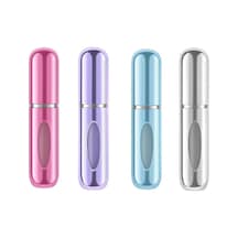 Mini Doldurulabilir Parfüm Şişesi Taşınabilir Seyahat Boy Atomizer Cep Sprey Seti, Pompalı Dolum Kabı, Kompakt, Sızdırmaz Ve Dayanıklı Tasarım Modern, 4 Adet-pembe, Lila, Açık Mavi, Gümüş