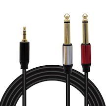 1.5 Metre 3.5mm Stereo Aux To 2x 6.3mm Mono Çivi Lüx Ses Kablosu