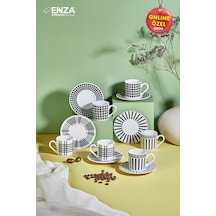 Kahramanlar Hatır 6'lı Porselen Fincan Takımı Siyah - Beyaz