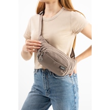 Özer-6036 Sanmorris Unisex Paraşüt Kumaş Koyu Gri Suya Dayanıklı 3 Bölmeli Bej - Kum