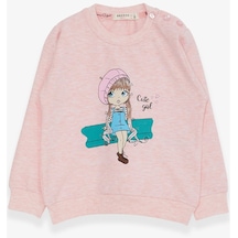 Breeze Kız Çocuk Sweatshirt Sevimli Kız Baskılı 1.5-5 Yaş, Somon Melanj-somon Melanj Somon Melanj