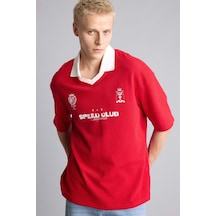 Defacto Boxy Fıt Kısa Kollu Baskılı Polo Kırmızı Tişört H7492ax26hsrd62 Kırmızı-rd62