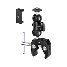 Ball Head Top Kafa Magic Arm Sihirli Kol + Super Crab Clamp Kelepçe + Telefon Tutucu