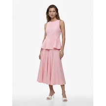 Koton Pamuklu Slim Fit Bisiklet Yaka Kolsuz Peplum Bluz Pembe 6sak30100ew Gül