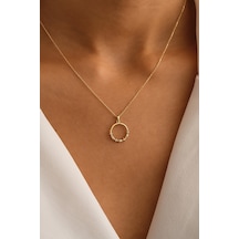 Sefa Gold 14 Ayar Altın Taşlı Daire Kolye