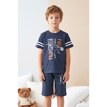 Remsa Erkek Çocuk Kısa Kol Şortlu Penye Pijama Takımı 4245 İndigo01