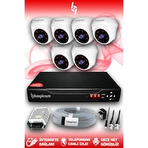 Bayicam 6 Kameralı Dome 6 İç Kamera Set HDD'siz Full HD Gece Görüşlü Güvenlik Kamerası Sistemi