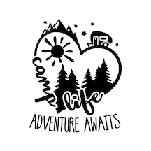 Camp Life Sticker 17x17 Cm Siyah