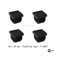 Holtech 30 X 30 Mm Plastik İç Tapa 4 Adet Kare Içe Geçme Profil Tapası Siyah Genel