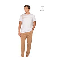 Pierre Cardin 6123 Erkek Kısa Kollu Bisiklet Yaka Pijama Takımı-beyaz