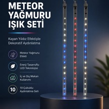 Dekoratif Rgb Led Işık Çubuğu Seti 10 Adet Çubuk Kayan Yıldız Efektli