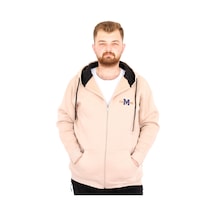 Mode Xl Büyük Beden Erkek Kapüşonlu Fermuarlı Sweatshirt U25803 Bej Bej