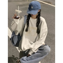 Uyguntarz Unisex All Things Grow Baskılı Oversize Sweatshirt Bej