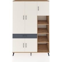 Hyperion Dolap 10 Raflı Tek Çekmeceli 5 Kapaklı 132x44x195 Çam-aytaşı/antrasit Aytası/antrasıt